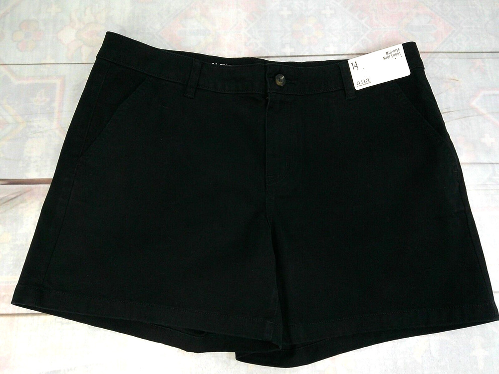 a.n.a Mid Rise Midi Short, Black Women’s Size 14-NWT-RTL $32